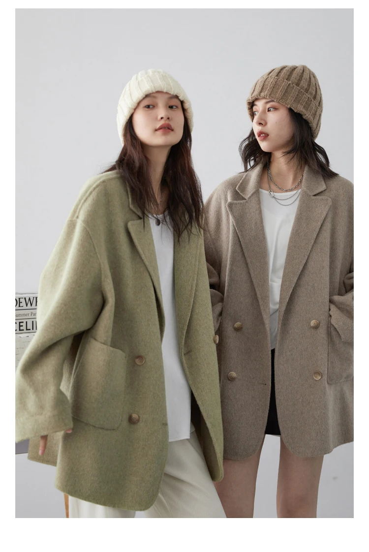 CHIC VEN Women Woolen Coats Loose Casual Oversize Double Breasted Double-sided Jacket Office Ladies Outerwear Autumn Winter 2026
