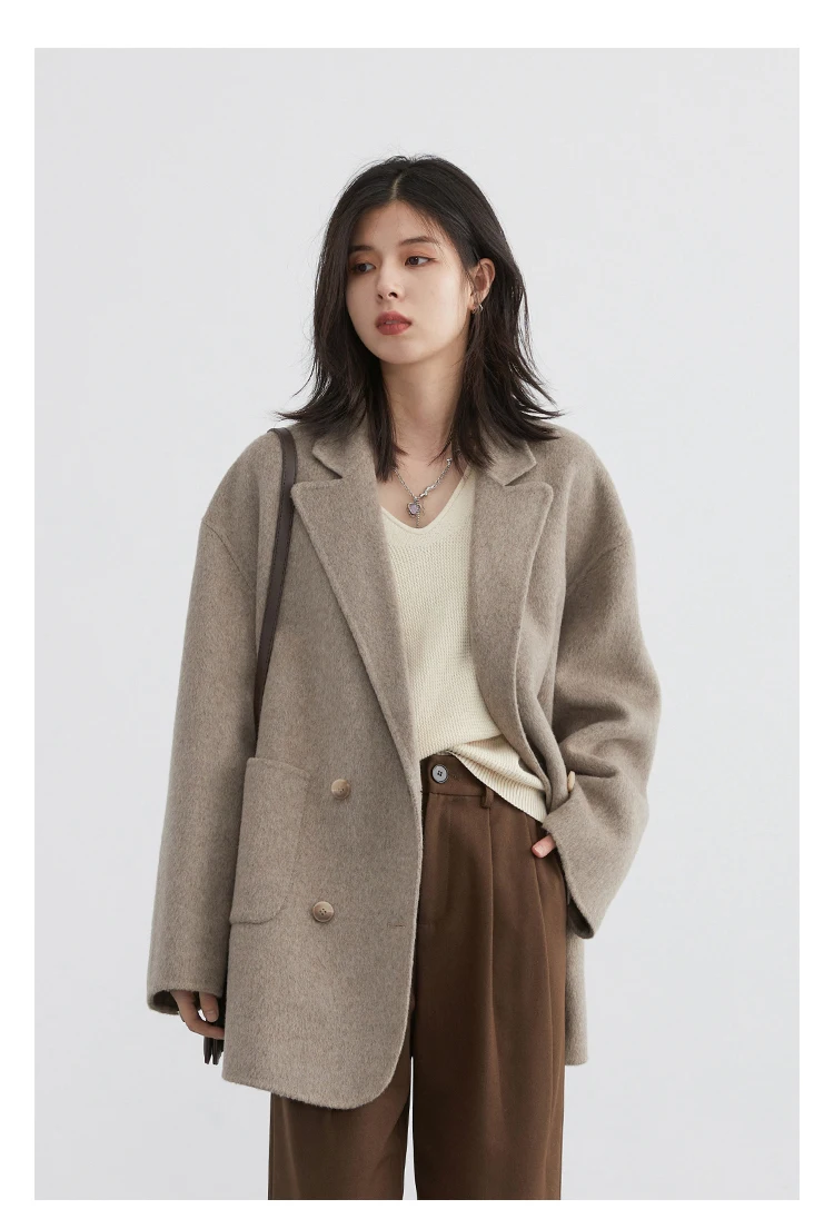 CHIC VEN Women Woolen Coats Loose Casual Oversize Double Breasted Double-sided Jacket Office Ladies Outerwear Autumn Winter 2026