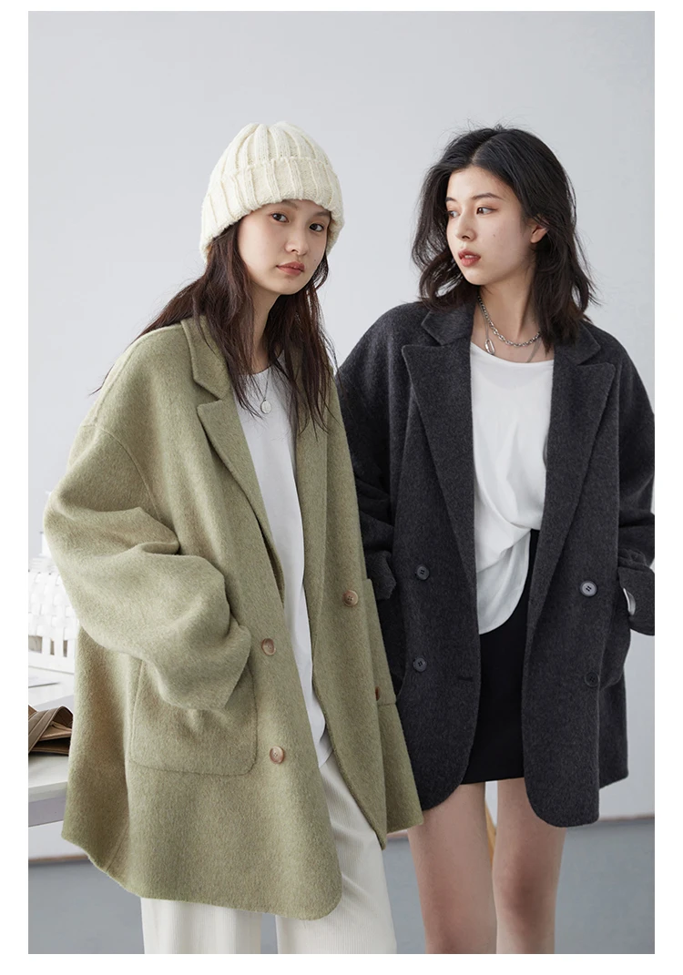 CHIC VEN Women Woolen Coats Loose Casual Oversize Double Breasted Double-sided Jacket Office Ladies Outerwear Autumn Winter 2026