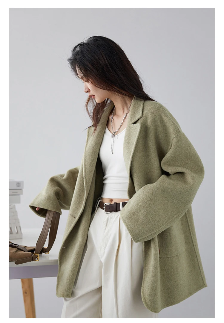 CHIC VEN Women Woolen Coats Loose Casual Oversize Double Breasted Double-sided Jacket Office Ladies Outerwear Autumn Winter 2026