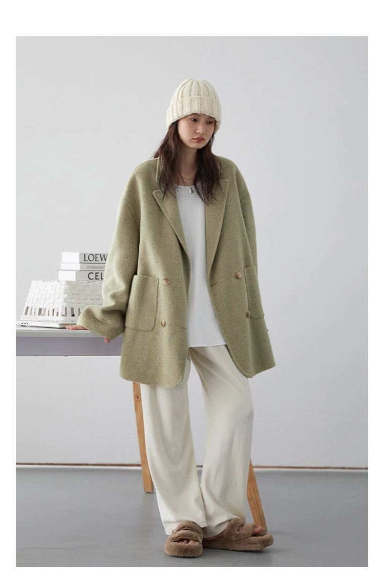 CHIC VEN Women Woolen Coats Loose Casual Oversize Double Breasted Double-sided Jacket Office Ladies Outerwear Autumn Winter 2026