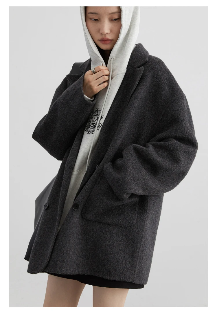 CHIC VEN Women Woolen Coats Loose Casual Oversize Double Breasted Double-sided Jacket Office Ladies Outerwear Autumn Winter 2026