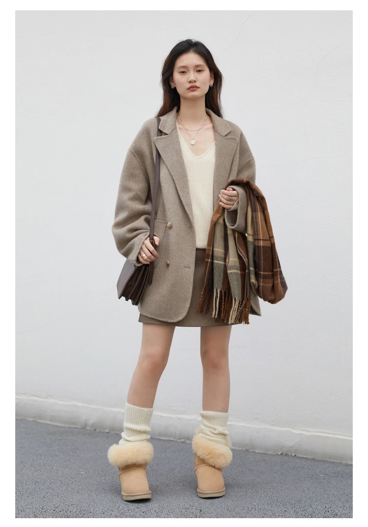 CHIC VEN Women Woolen Coats Loose Casual Oversize Double Breasted Double-sided Jacket Office Ladies Outerwear Autumn Winter 2026
