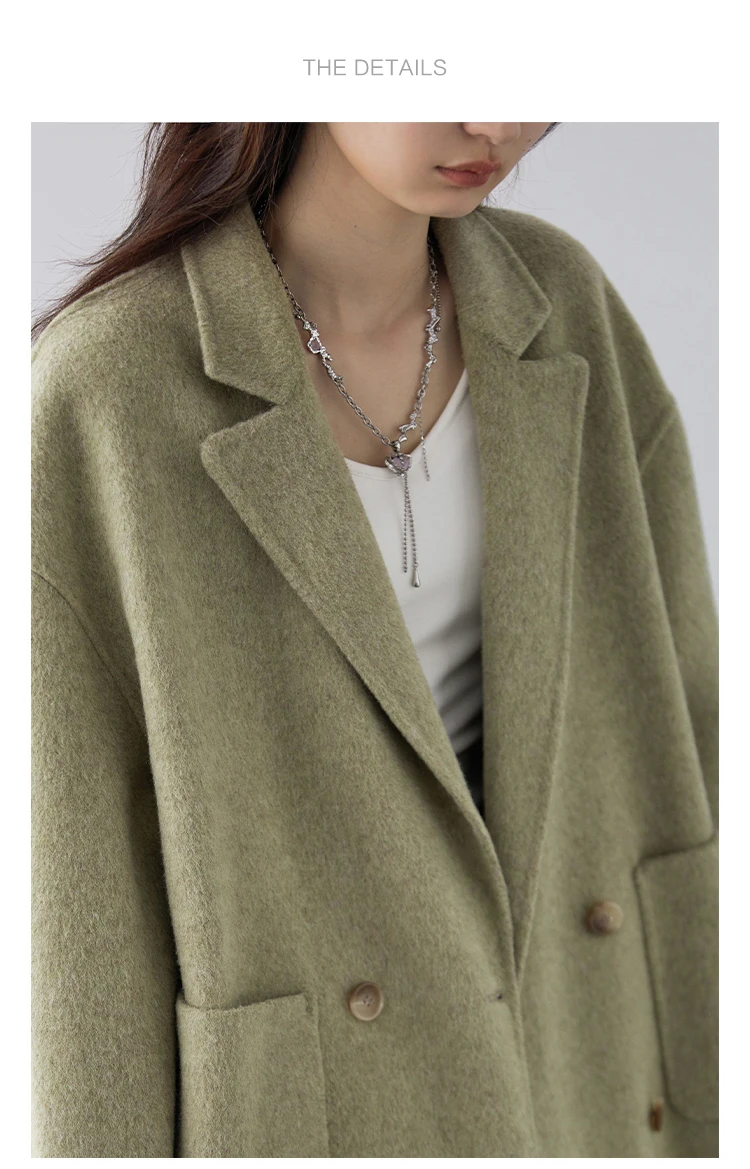 CHIC VEN Women Woolen Coats Loose Casual Oversize Double Breasted Double-sided Jacket Office Ladies Outerwear Autumn Winter 2026