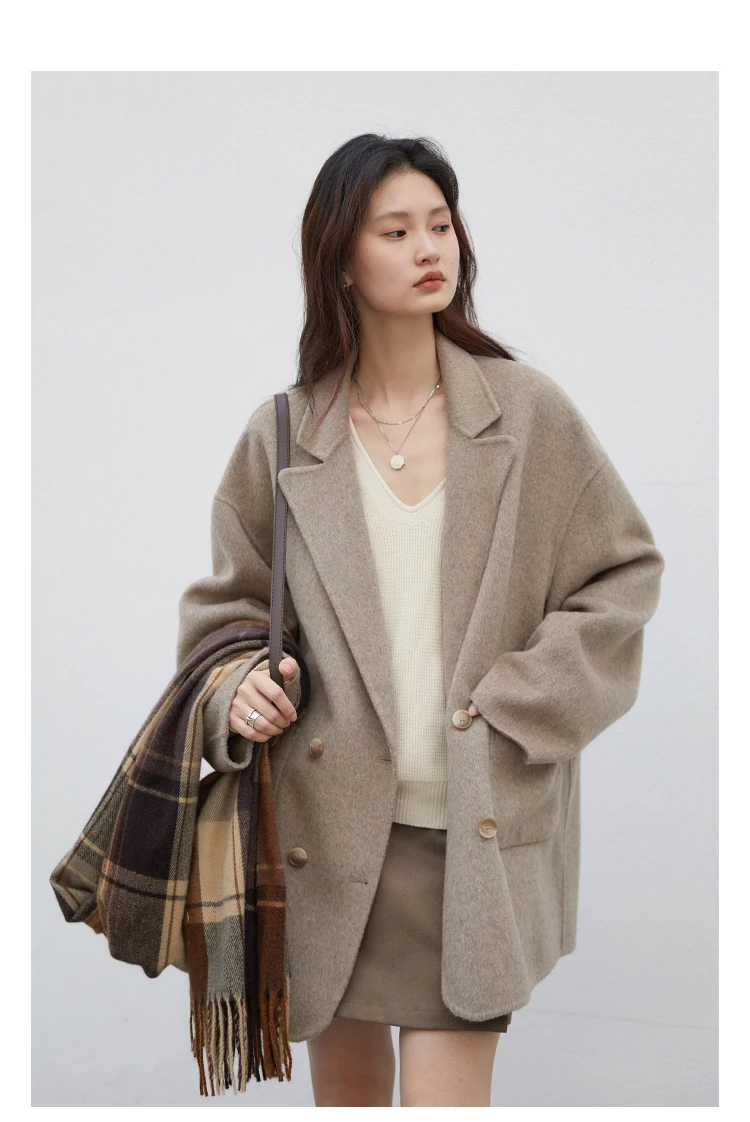 CHIC VEN Women Woolen Coats Loose Casual Oversize Double Breasted Double-sided Jacket Office Ladies Outerwear Autumn Winter 2026