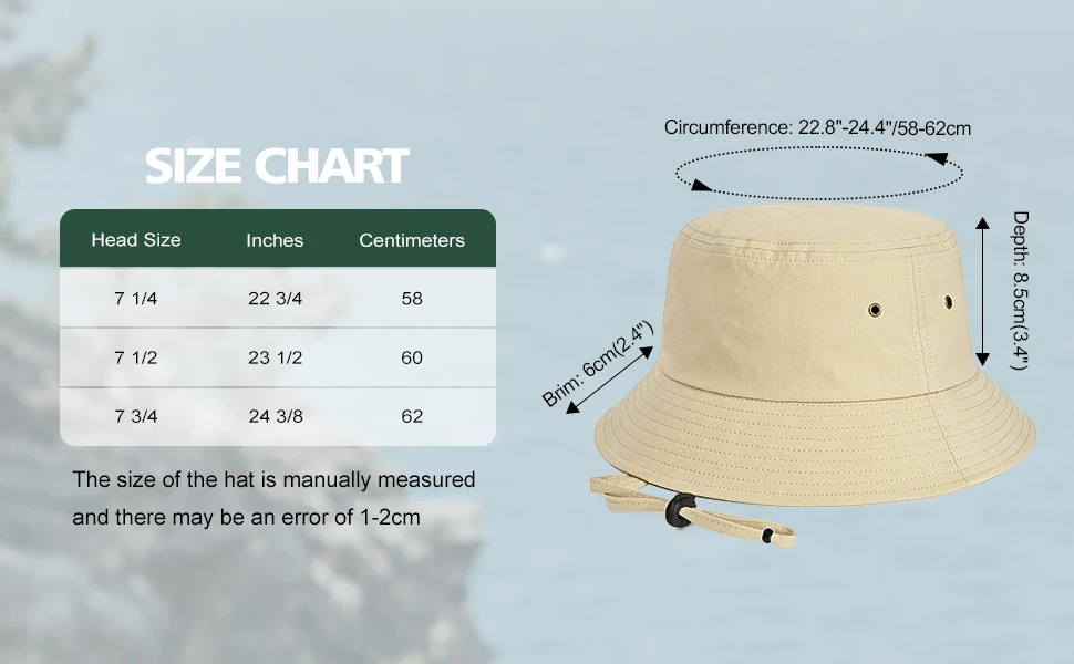 BOTVELA Bucket Hats for Unisex Summer Fishing Hat Breathable Foldable Wide Brim Sun UV Protection Hat