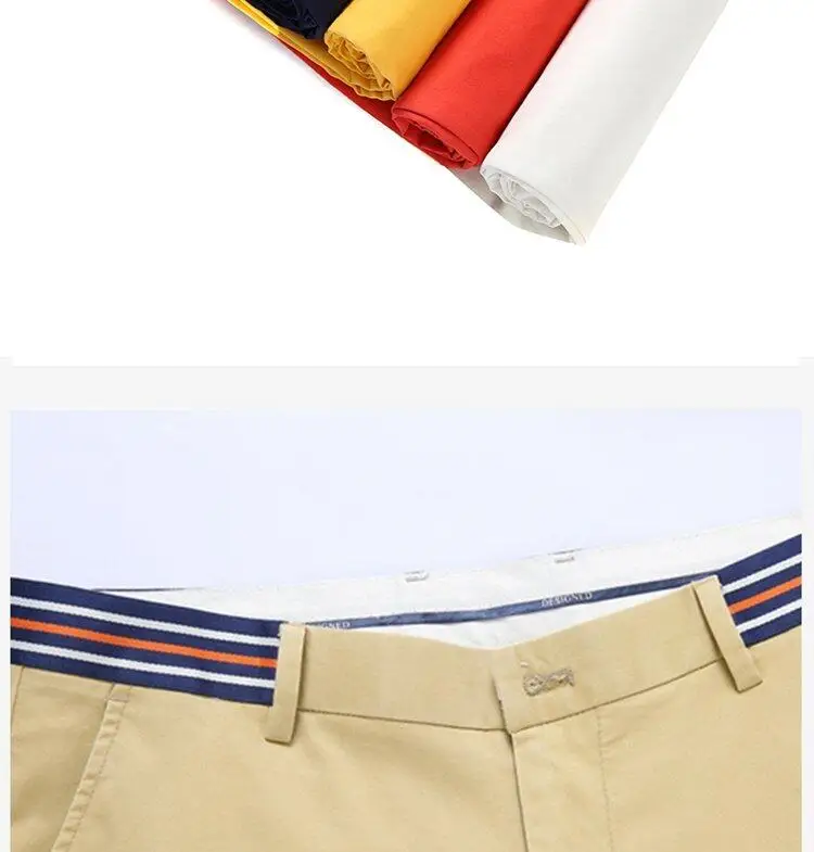 Mens Summer Casual Shorts Solid Color Business Casual Elastic Five Quarter Pants Cotton Breathable Workwear Shorts Men Clothing