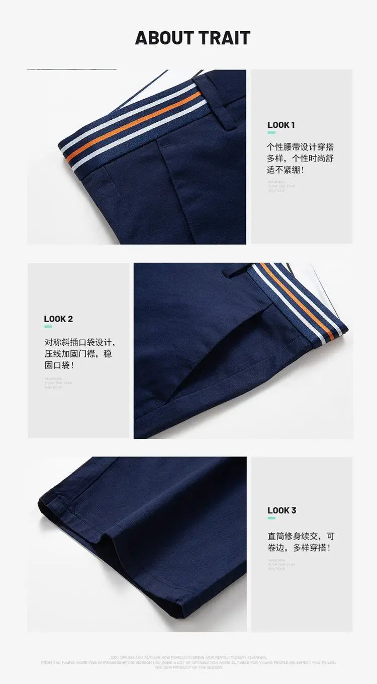 Mens Summer Casual Shorts Solid Color Business Casual Elastic Five Quarter Pants Cotton Breathable Workwear Shorts Men Clothing