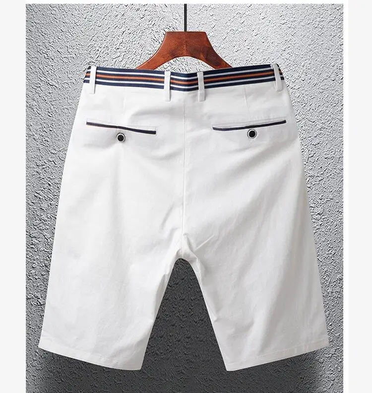 Mens Summer Casual Shorts Solid Color Business Casual Elastic Five Quarter Pants Cotton Breathable Workwear Shorts Men Clothing