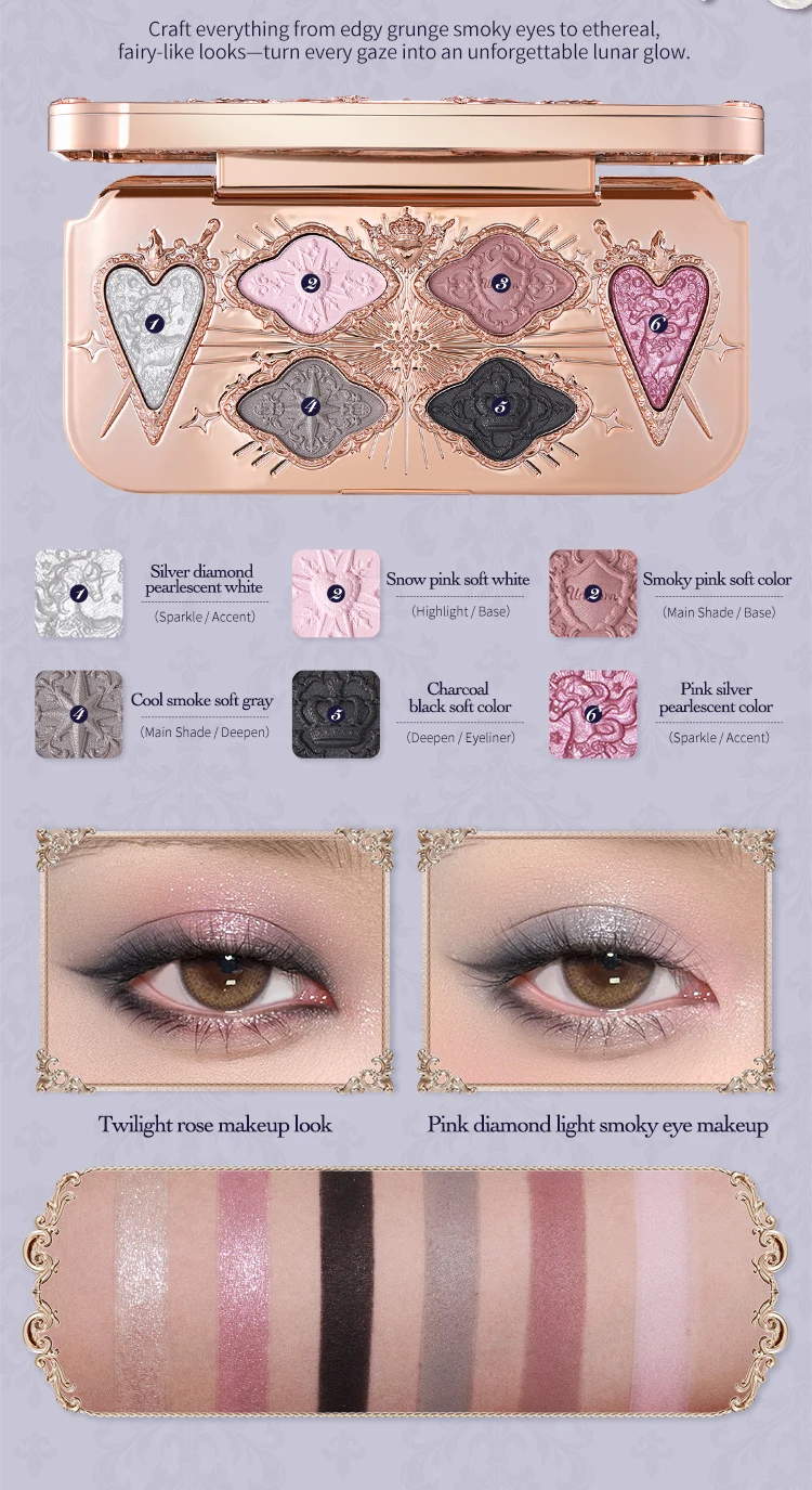 Flower Knows Knight Unicorn Collection 6-Color Satin Makeup Palette