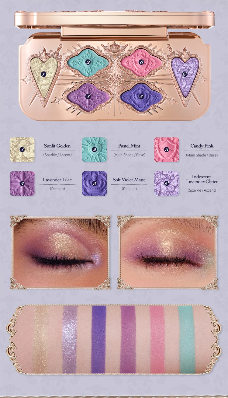 Flower Knows Knight Unicorn Collection 6-Color Satin Makeup Palette