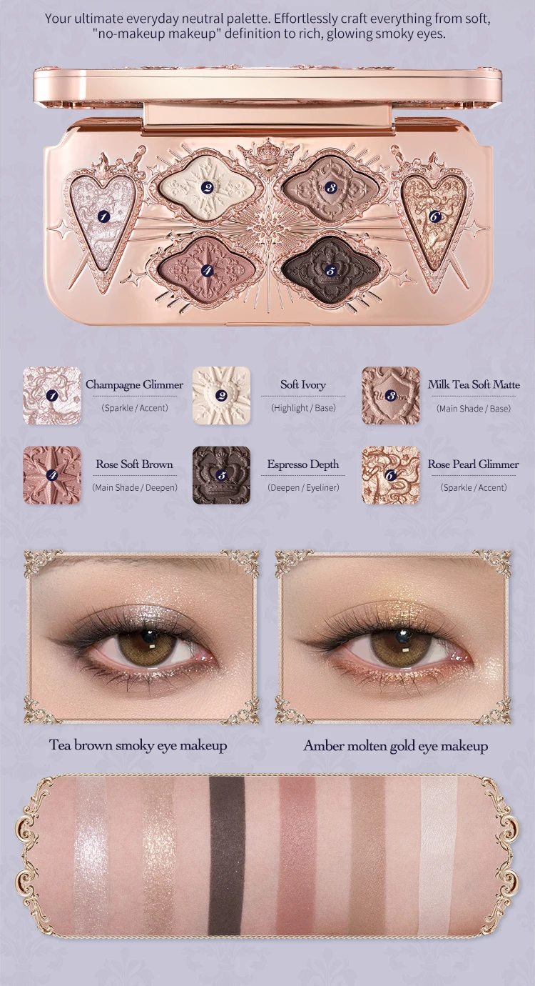 Flower Knows Knight Unicorn Collection 6-Color Satin Makeup Palette