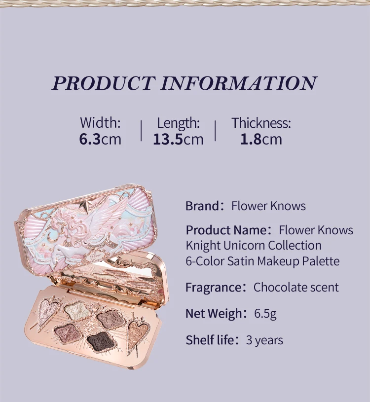 Flower Knows Knight Unicorn Collection 6-Color Satin Makeup Palette