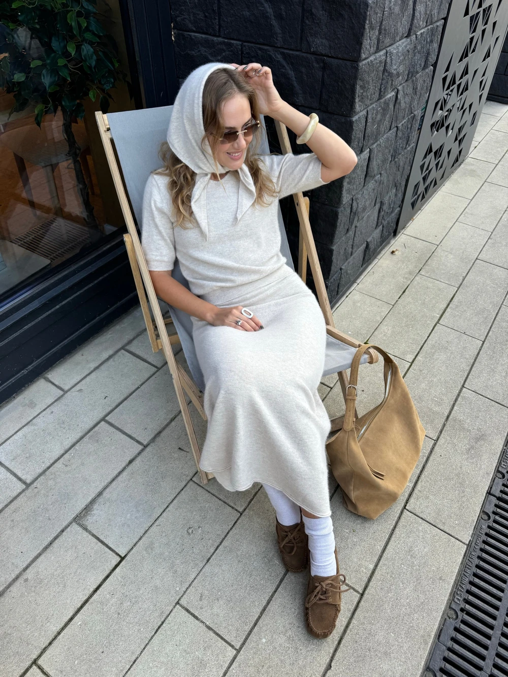 Hirsionsan Soft Loose Sets Women Three Pieces Short Sleeve Tops & Skirt Elegant Female Outfits Soft Tracksuit with Scaf 2026 New