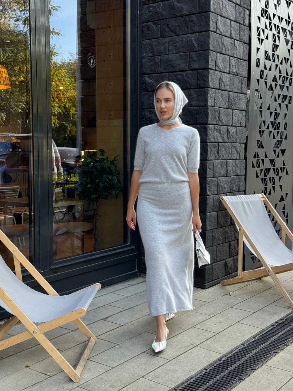 Hirsionsan Soft Loose Sets Women Three Pieces Short Sleeve Tops & Skirt Elegant Female Outfits Soft Tracksuit with Scaf 2026 New