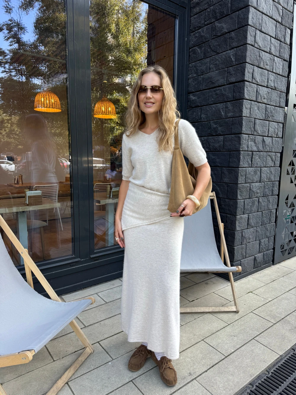 Hirsionsan Soft Loose Sets Women Three Pieces Short Sleeve Tops & Skirt Elegant Female Outfits Soft Tracksuit with Scaf 2026 New
