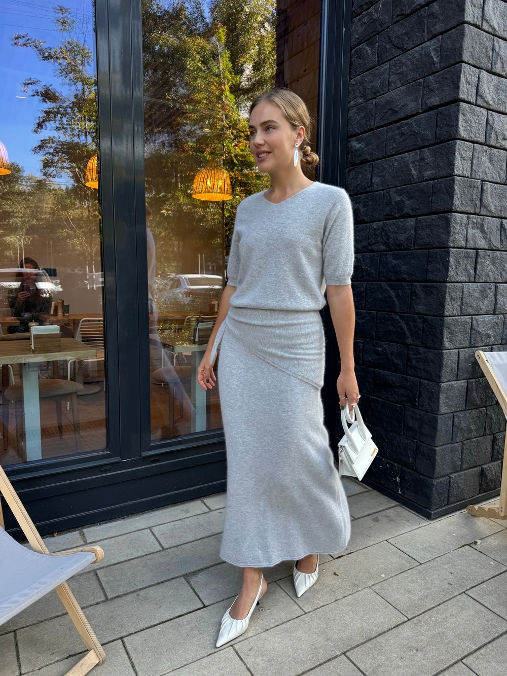 Hirsionsan Soft Loose Sets Women Three Pieces Short Sleeve Tops & Skirt Elegant Female Outfits Soft Tracksuit with Scaf 2026 New