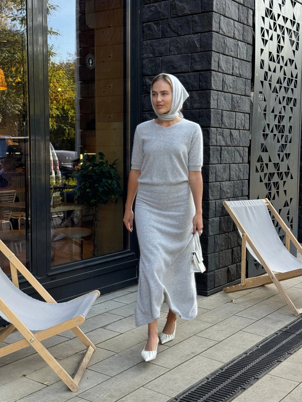 Hirsionsan Soft Loose Sets Women Three Pieces Short Sleeve Tops & Skirt Elegant Female Outfits Soft Tracksuit with Scaf 2026 New