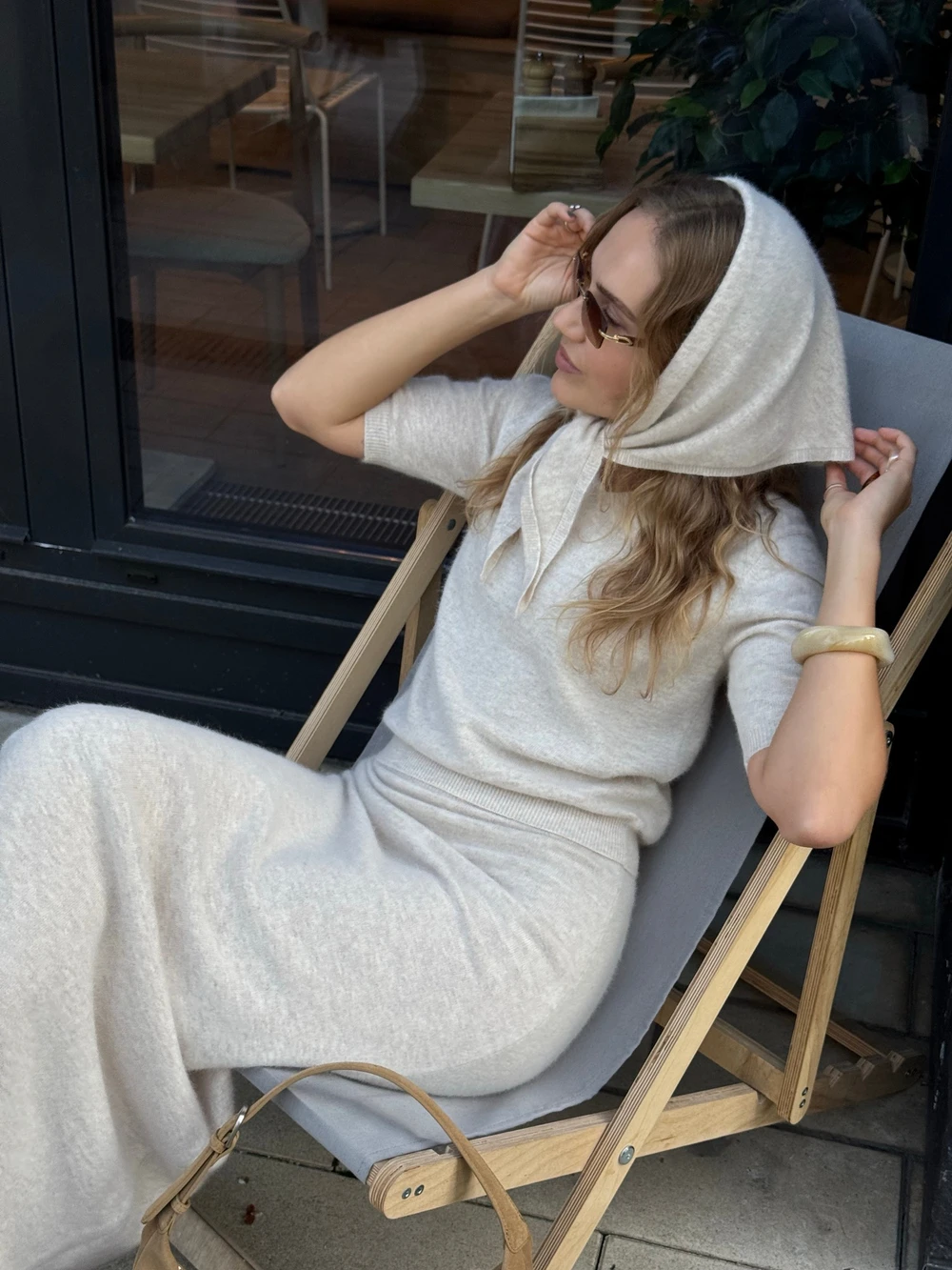 Hirsionsan Soft Loose Sets Women Three Pieces Short Sleeve Tops & Skirt Elegant Female Outfits Soft Tracksuit with Scaf 2026 New