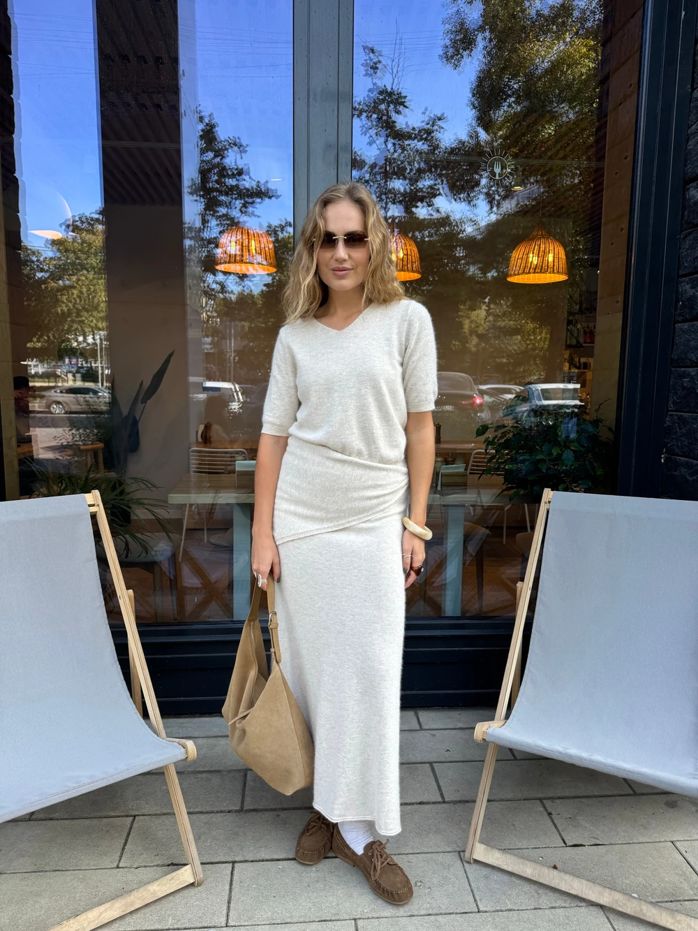 Hirsionsan Soft Loose Sets Women Three Pieces Short Sleeve Tops & Skirt Elegant Female Outfits Soft Tracksuit with Scaf 2026 New