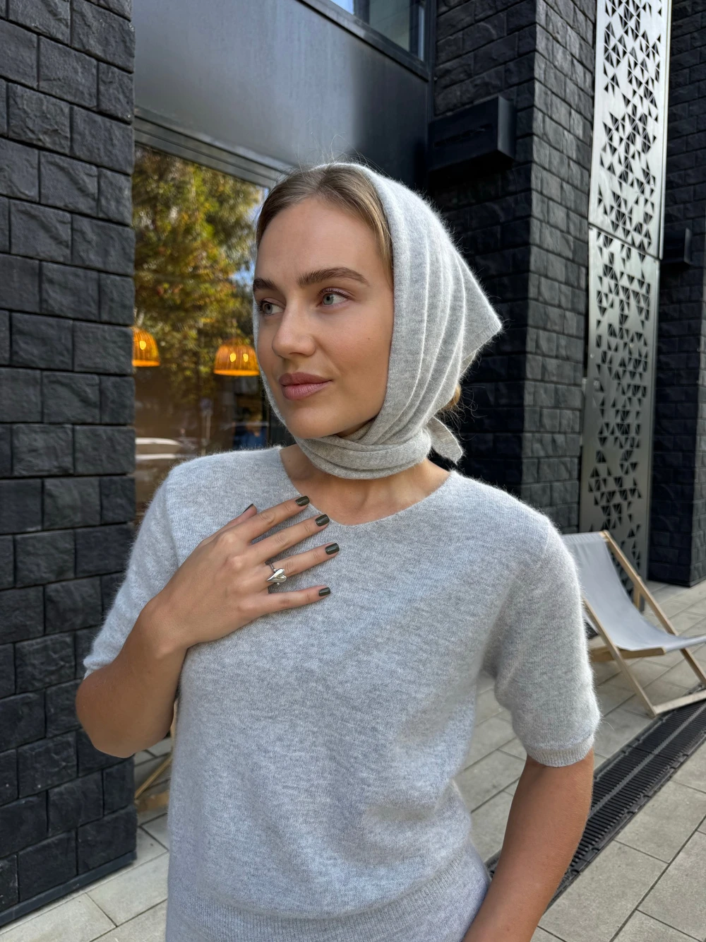Hirsionsan Soft Loose Sets Women Three Pieces Short Sleeve Tops & Skirt Elegant Female Outfits Soft Tracksuit with Scaf 2026 New
