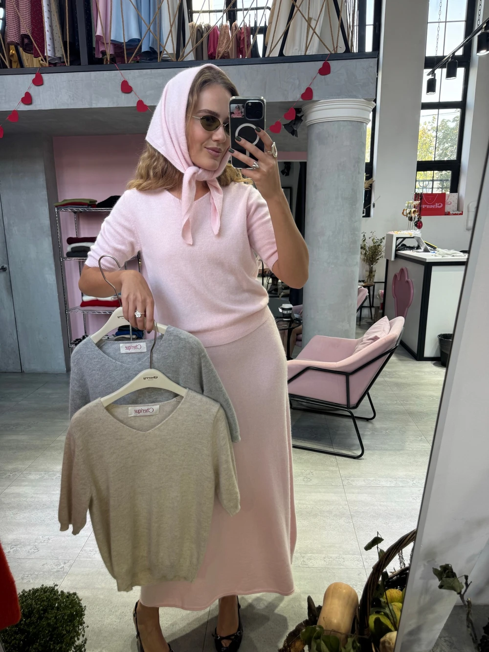 Hirsionsan Soft Loose Sets Women Three Pieces Short Sleeve Tops & Skirt Elegant Female Outfits Soft Tracksuit with Scaf 2026 New