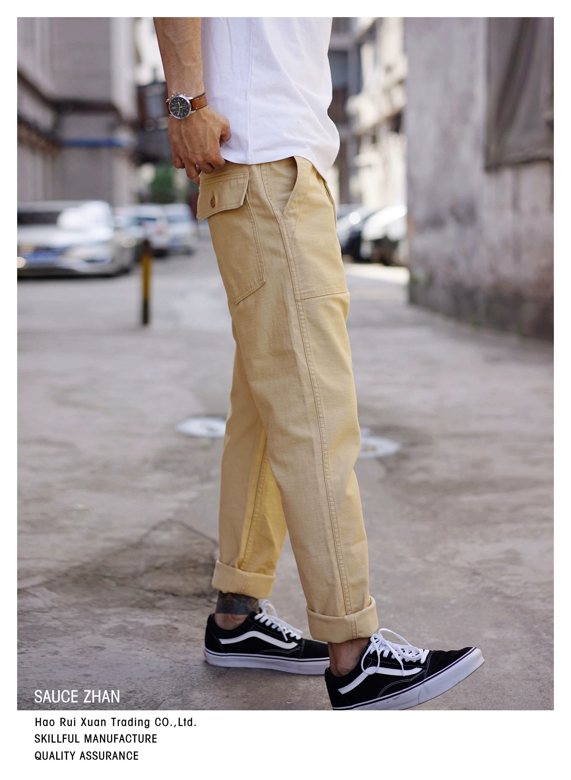 SauceZhan OG107 Fatigue Utility Pants Military Pants VINTAGE Classic Olive Sateen Men's Baker Pants Satin Cotton Straight Fit