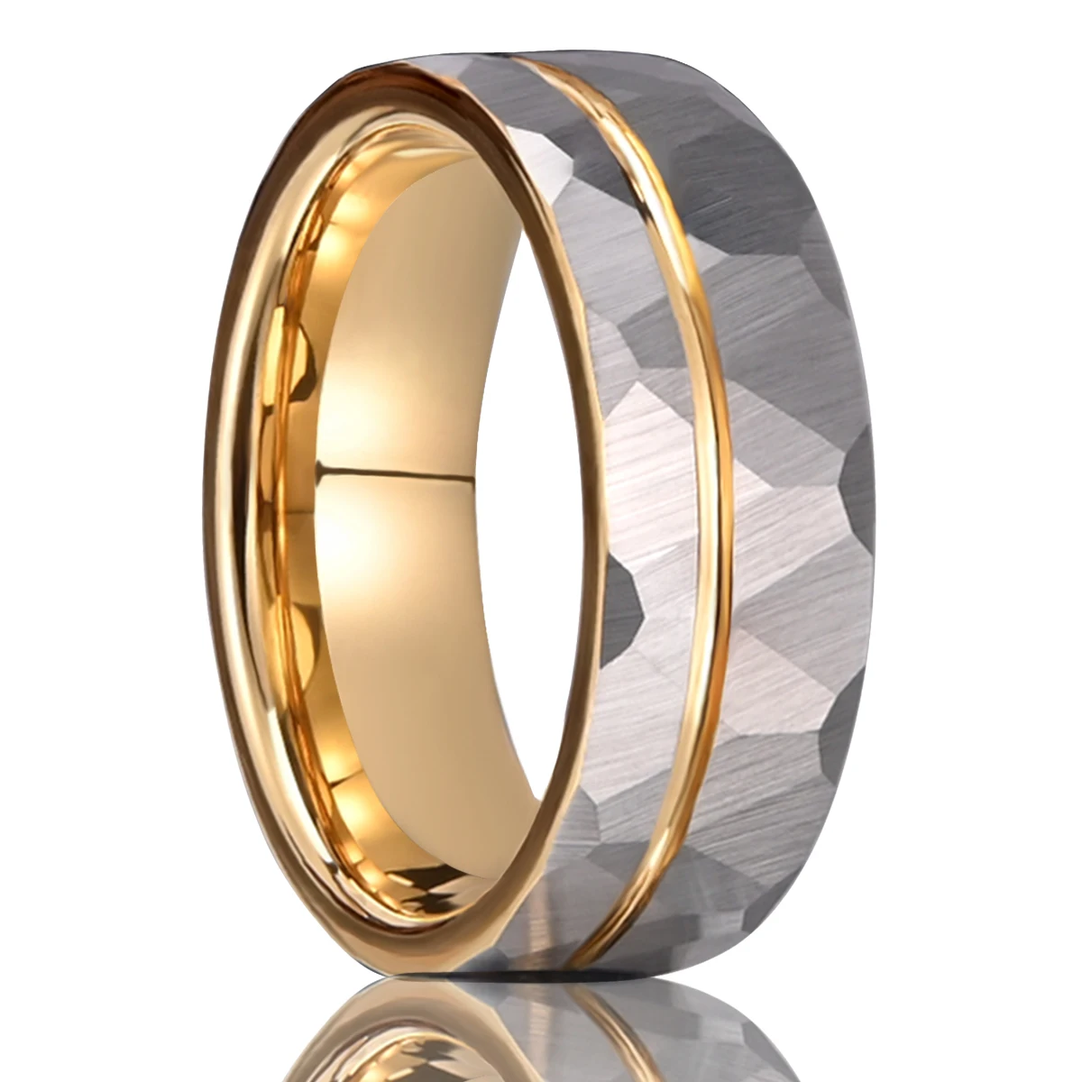8MM Hammered Tungsten Carbide Ring Men's Wedding Bands Anillos Bague Homme Pareja De Compromiso Fashion Jewelry Engagement Rings