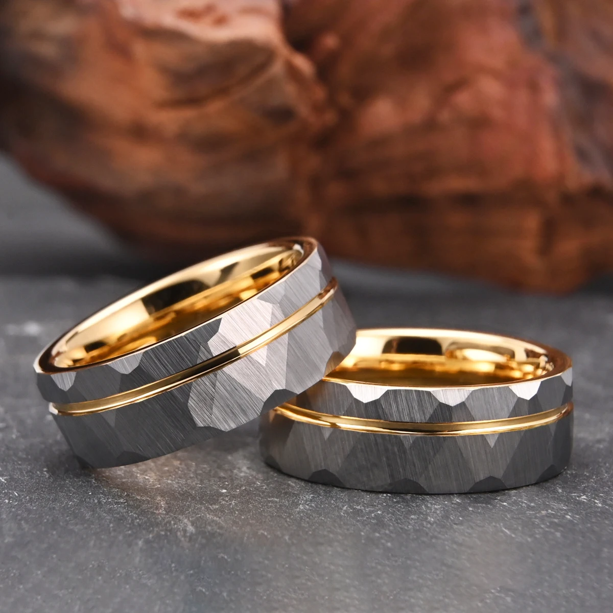 8MM Hammered Tungsten Carbide Ring Men's Wedding Bands Anillos Bague Homme Pareja De Compromiso Fashion Jewelry Engagement Rings