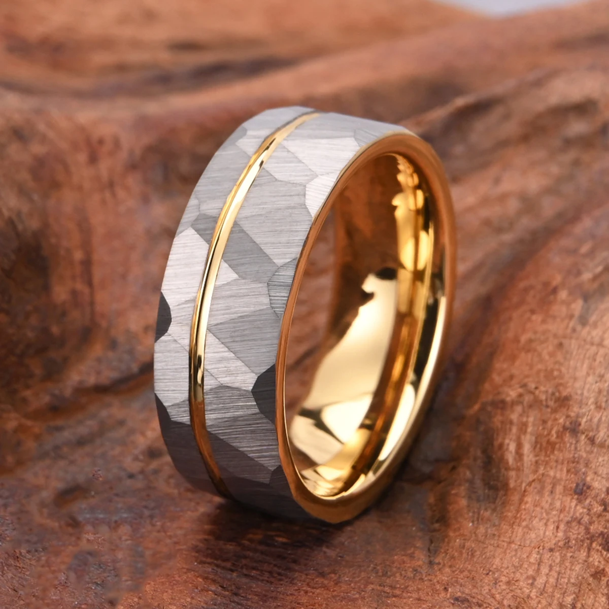 8MM Hammered Tungsten Carbide Ring Men's Wedding Bands Anillos Bague Homme Pareja De Compromiso Fashion Jewelry Engagement Rings