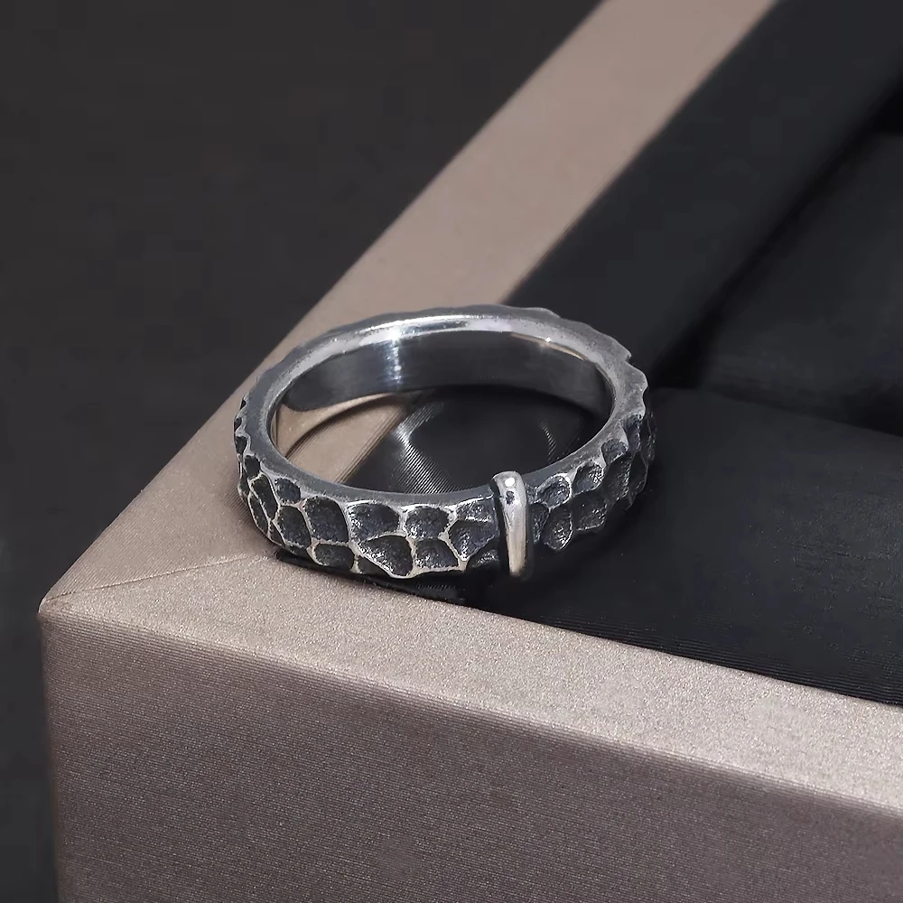 925 Sterling Silver Outlander Rings for Men Women Claire's Ring Retro Hammer Pattern Wedding Band Movie TV Show Jewelry Gift