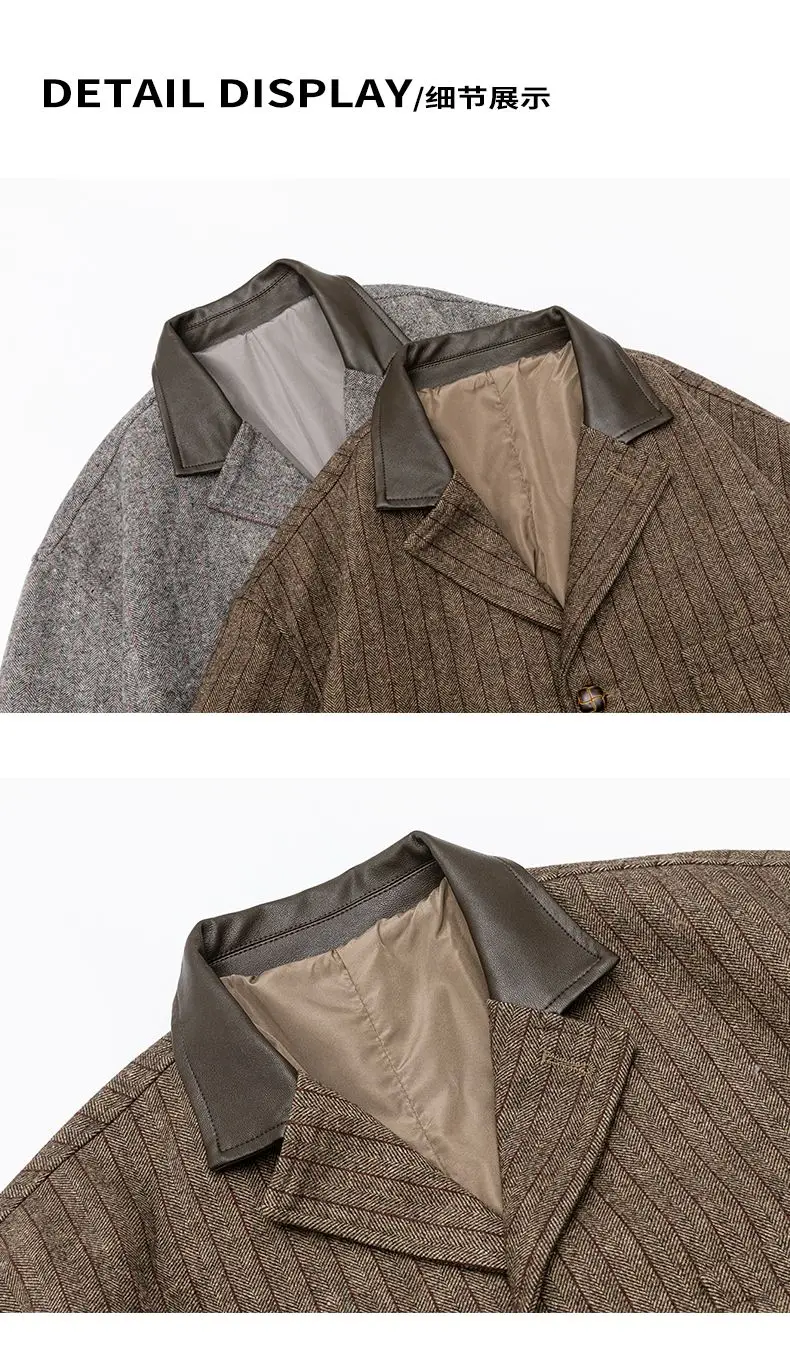 Men Retro Old Money Fashion Stripe Loose Casual Suit Blazer Jacket Man Spring Autumn Commute Business Suit Coat Outerwear