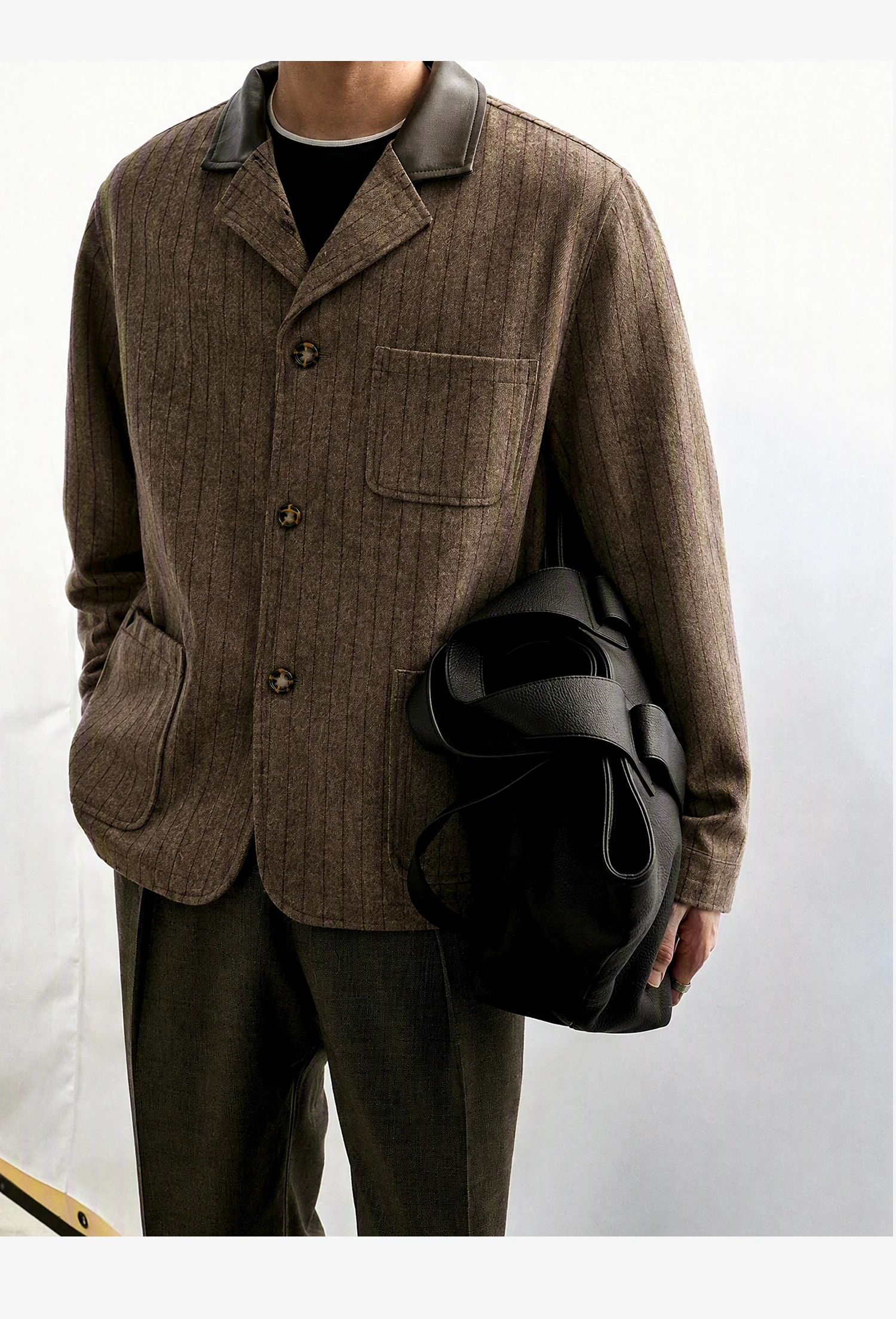 Men Retro Old Money Fashion Stripe Loose Casual Suit Blazer Jacket Man Spring Autumn Commute Business Suit Coat Outerwear