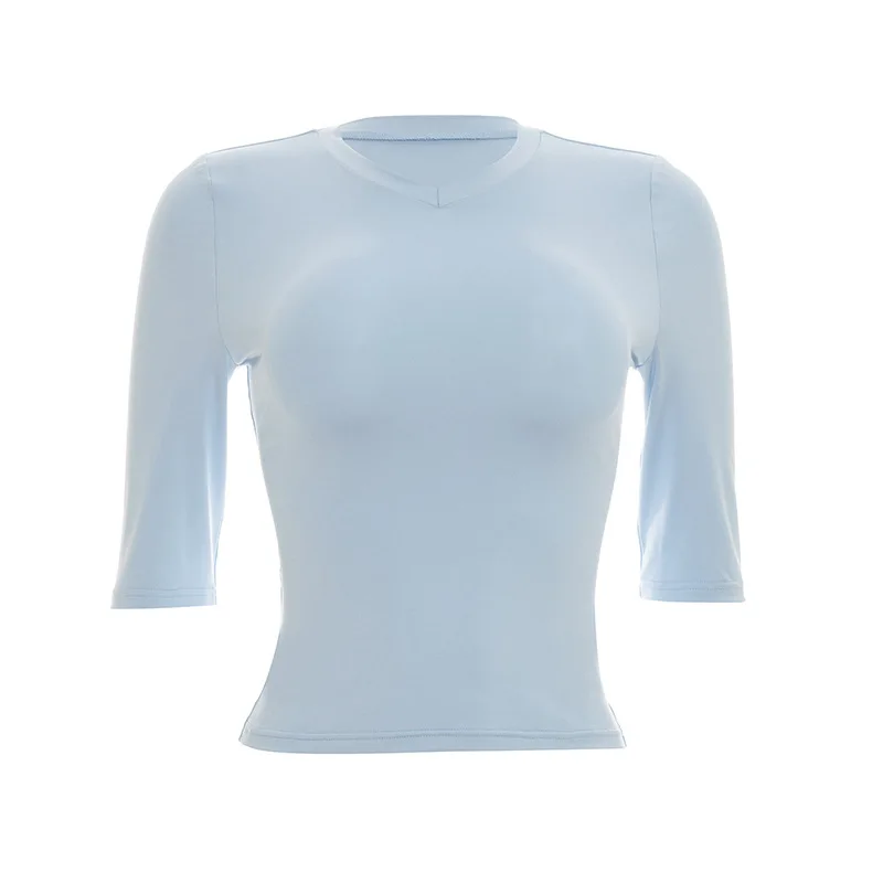 Talenza Women's Bodycon Tops Fashion Sexy V Neck Solid Summer New Tops Casual Commuting Streetwear Chic Simple Women's T-Shirts