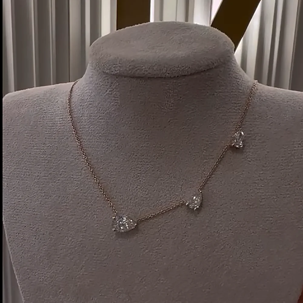 3-Stones Waterdrop Moissanite Pendant Necklace for Women 925 Silver 4-3-2Carat East West Pear Cut Diamond Neckchain Fine Jewelry