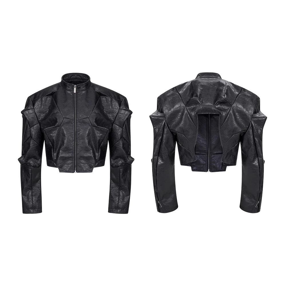 Mauroicardi Spring Autumn Cool Handsome Short Deconstruction Pu Leather Jacket Men Luxury Designer Punk Style Clothes Streetwear