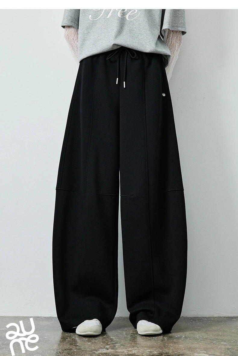 TOYOUTH Women's High Waist Curved Leg Sweatpants 2026 Fall New Arrival Elastic Waist Seam Detail Slimming Loose Fit Athletic