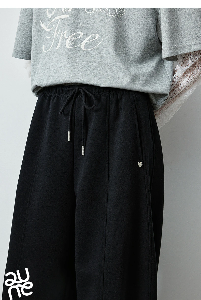 TOYOUTH Women's High Waist Curved Leg Sweatpants 2026 Fall New Arrival Elastic Waist Seam Detail Slimming Loose Fit Athletic