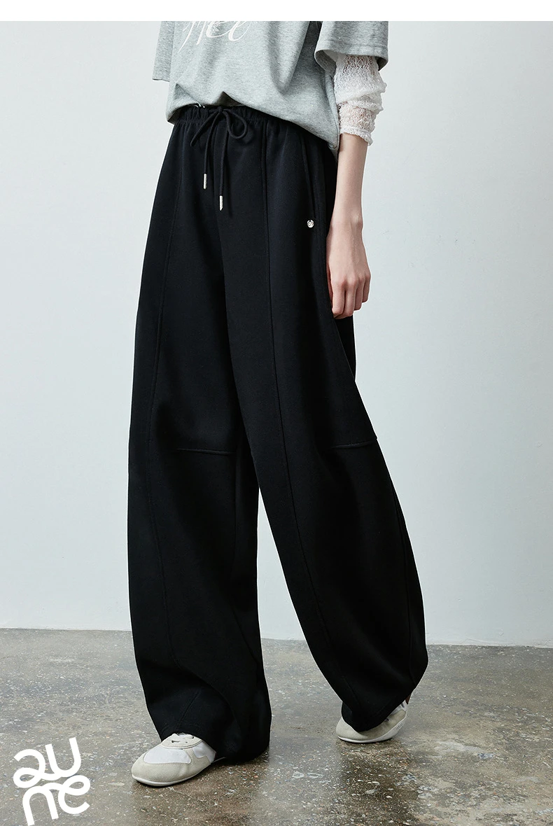 TOYOUTH Women's High Waist Curved Leg Sweatpants 2026 Fall New Arrival Elastic Waist Seam Detail Slimming Loose Fit Athletic