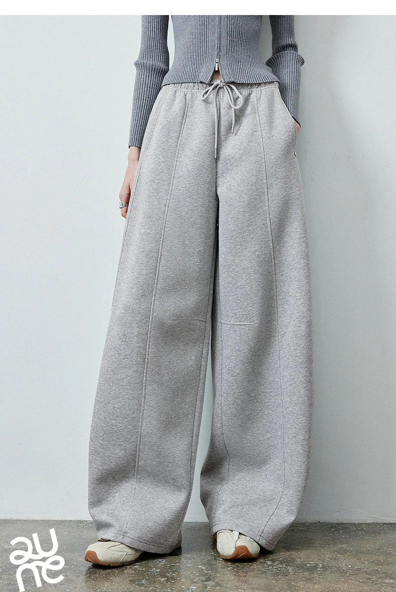 TOYOUTH Women's High Waist Curved Leg Sweatpants 2026 Fall New Arrival Elastic Waist Seam Detail Slimming Loose Fit Athletic