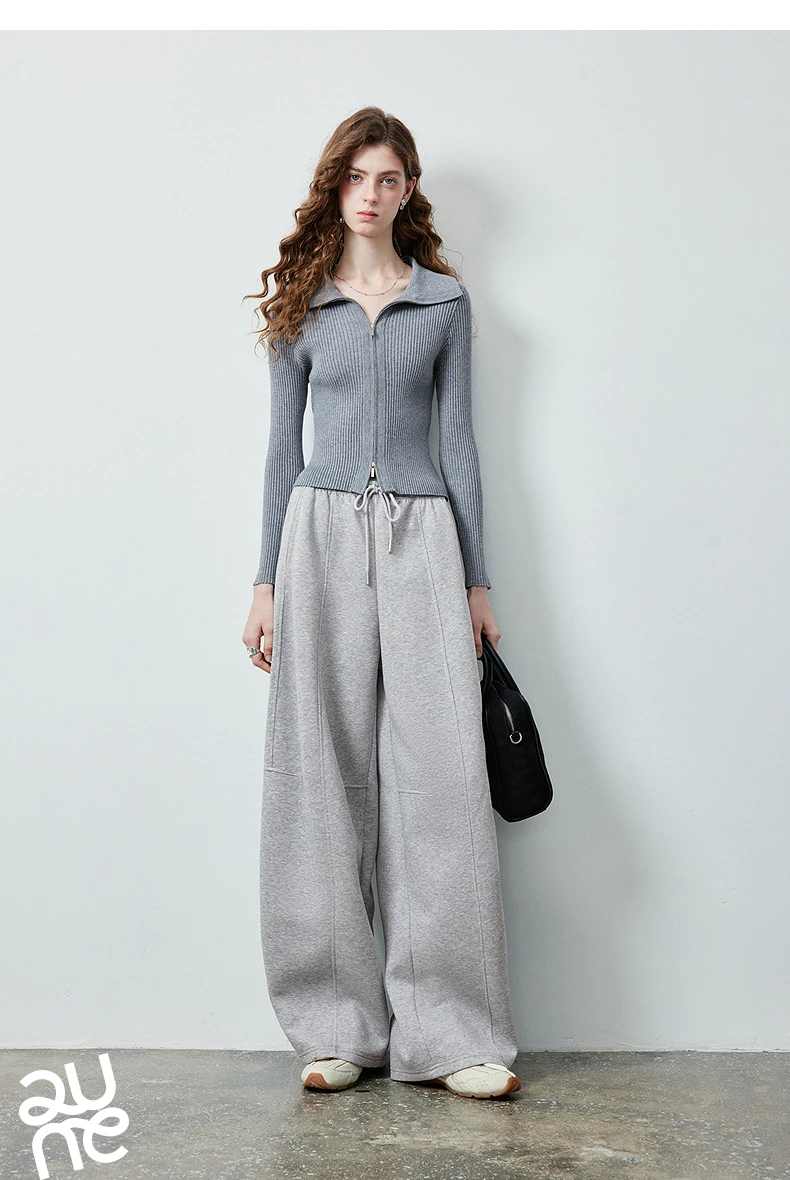 TOYOUTH Women's High Waist Curved Leg Sweatpants 2026 Fall New Arrival Elastic Waist Seam Detail Slimming Loose Fit Athletic