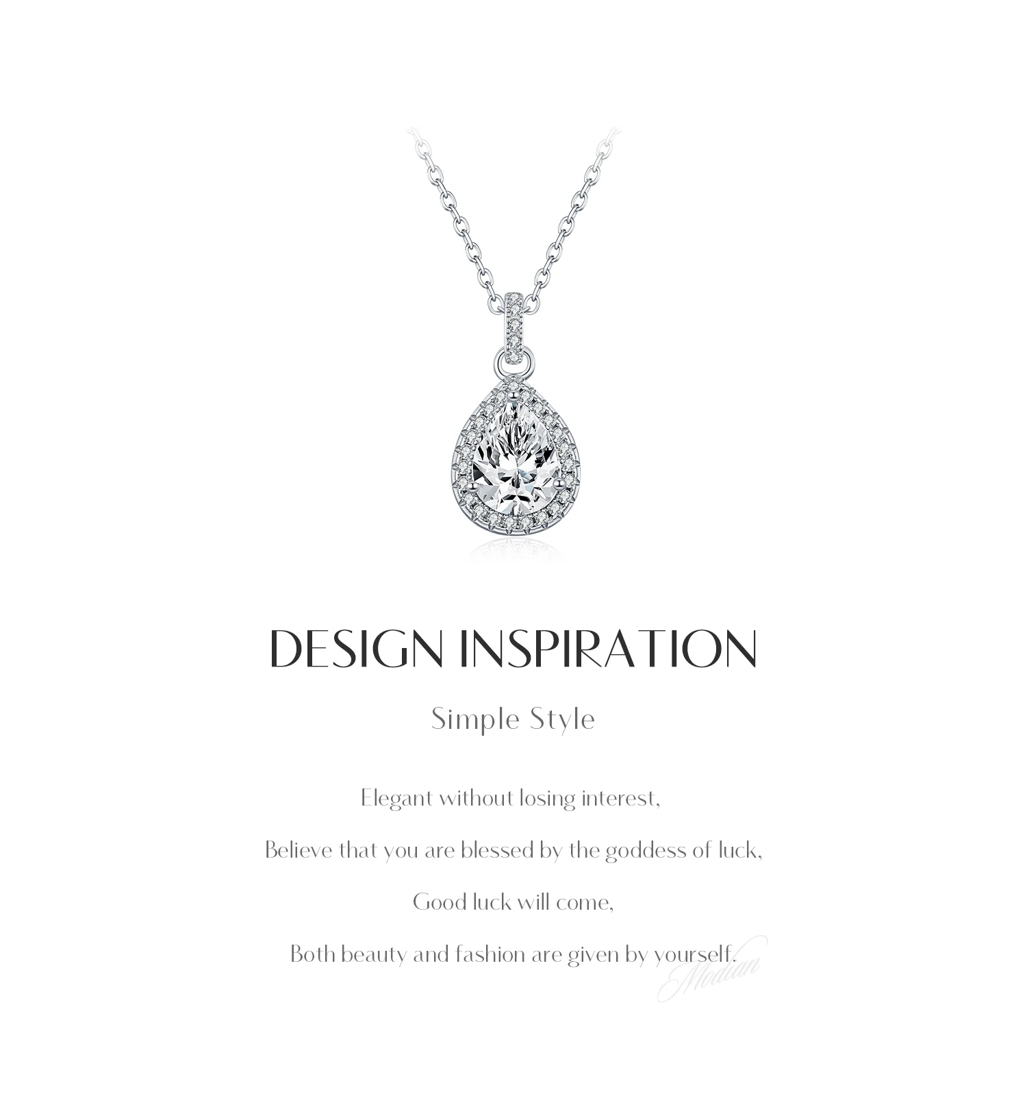 MODIAN 1.2CT Water Drop Moissanite Wedding Necklaces 925 Sterling Silver Exquisite Pendant Necklace For Women Statement Jewelry