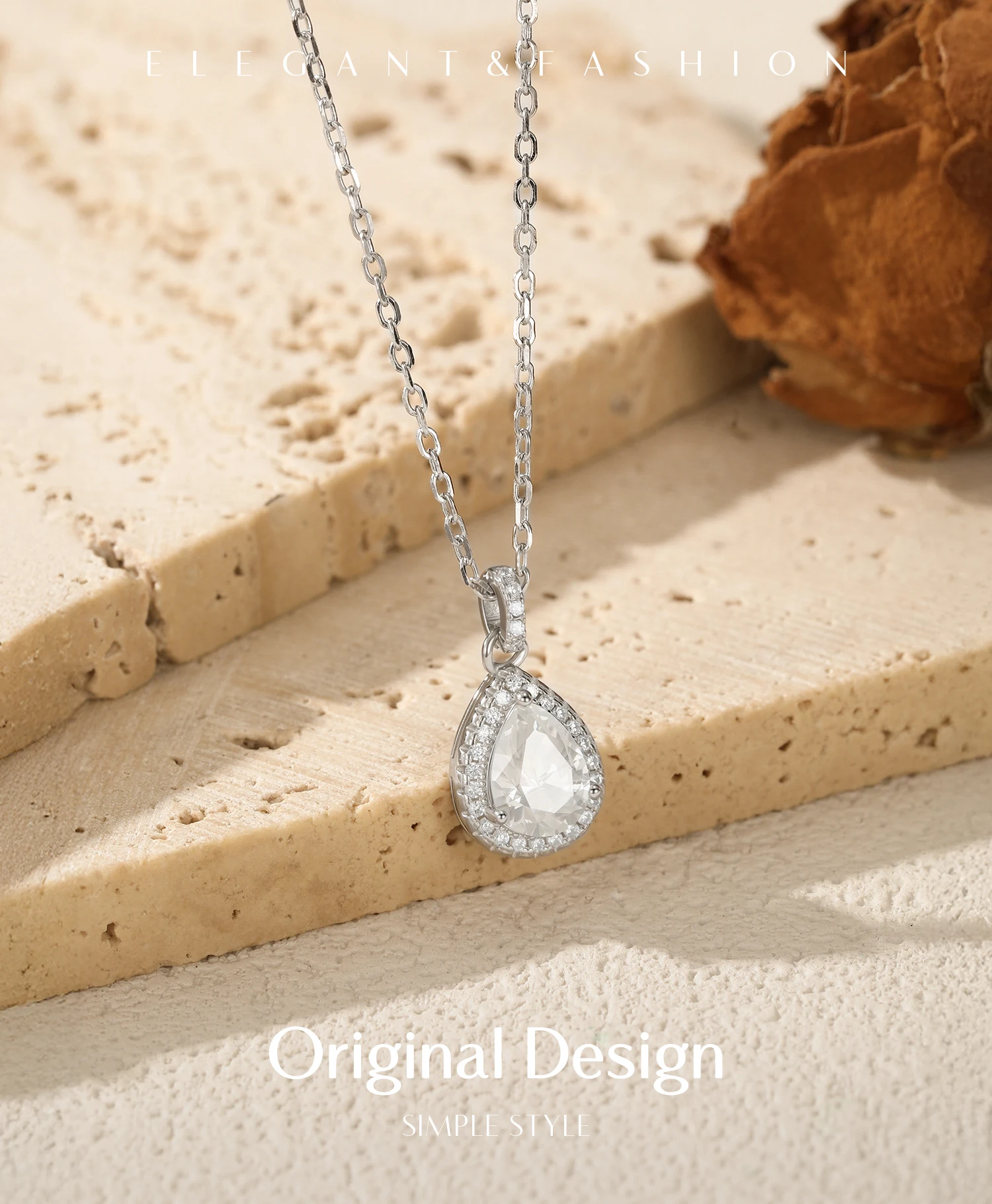 MODIAN 1.2CT Water Drop Moissanite Wedding Necklaces 925 Sterling Silver Exquisite Pendant Necklace For Women Statement Jewelry