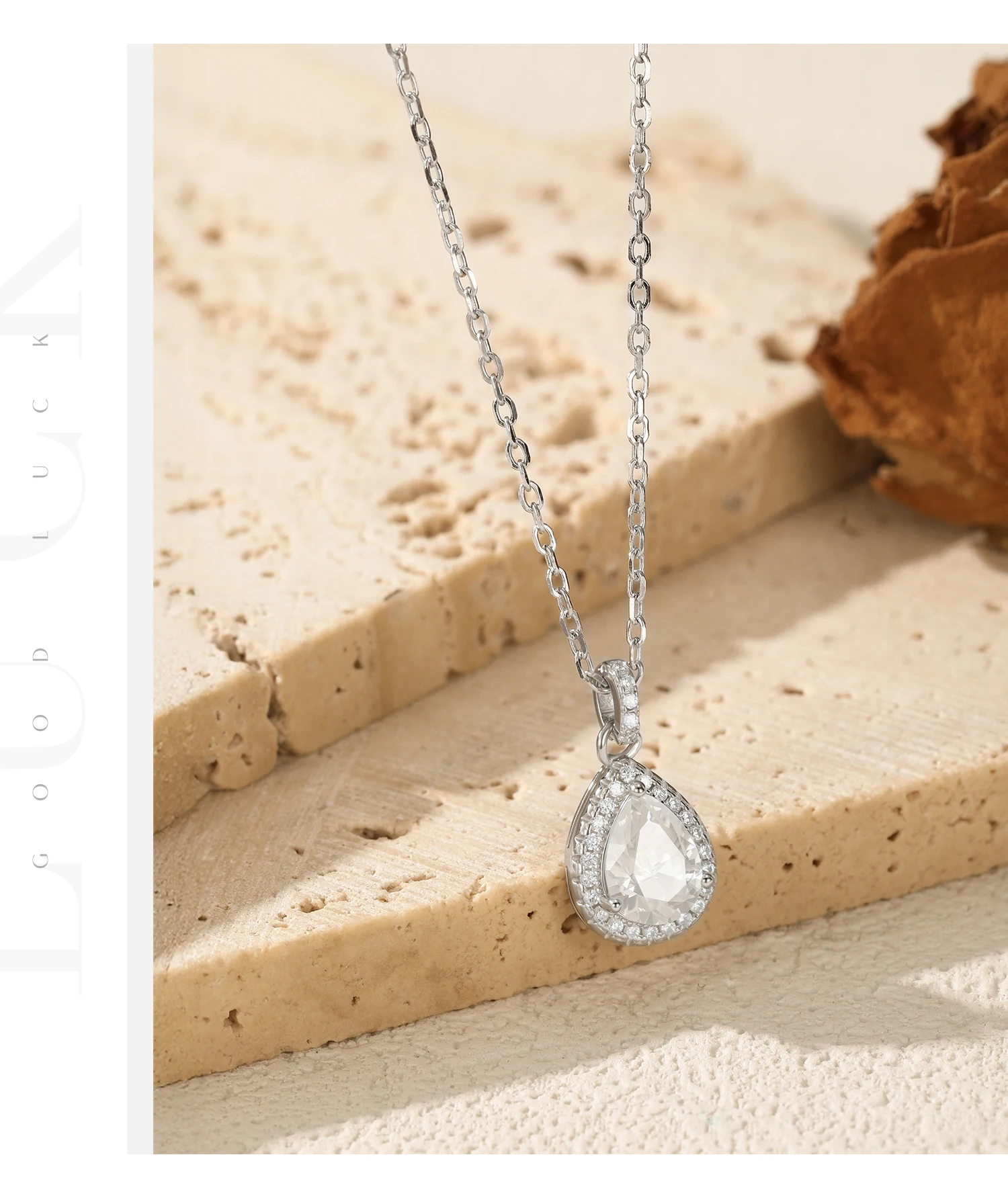 MODIAN 1.2CT Water Drop Moissanite Wedding Necklaces 925 Sterling Silver Exquisite Pendant Necklace For Women Statement Jewelry