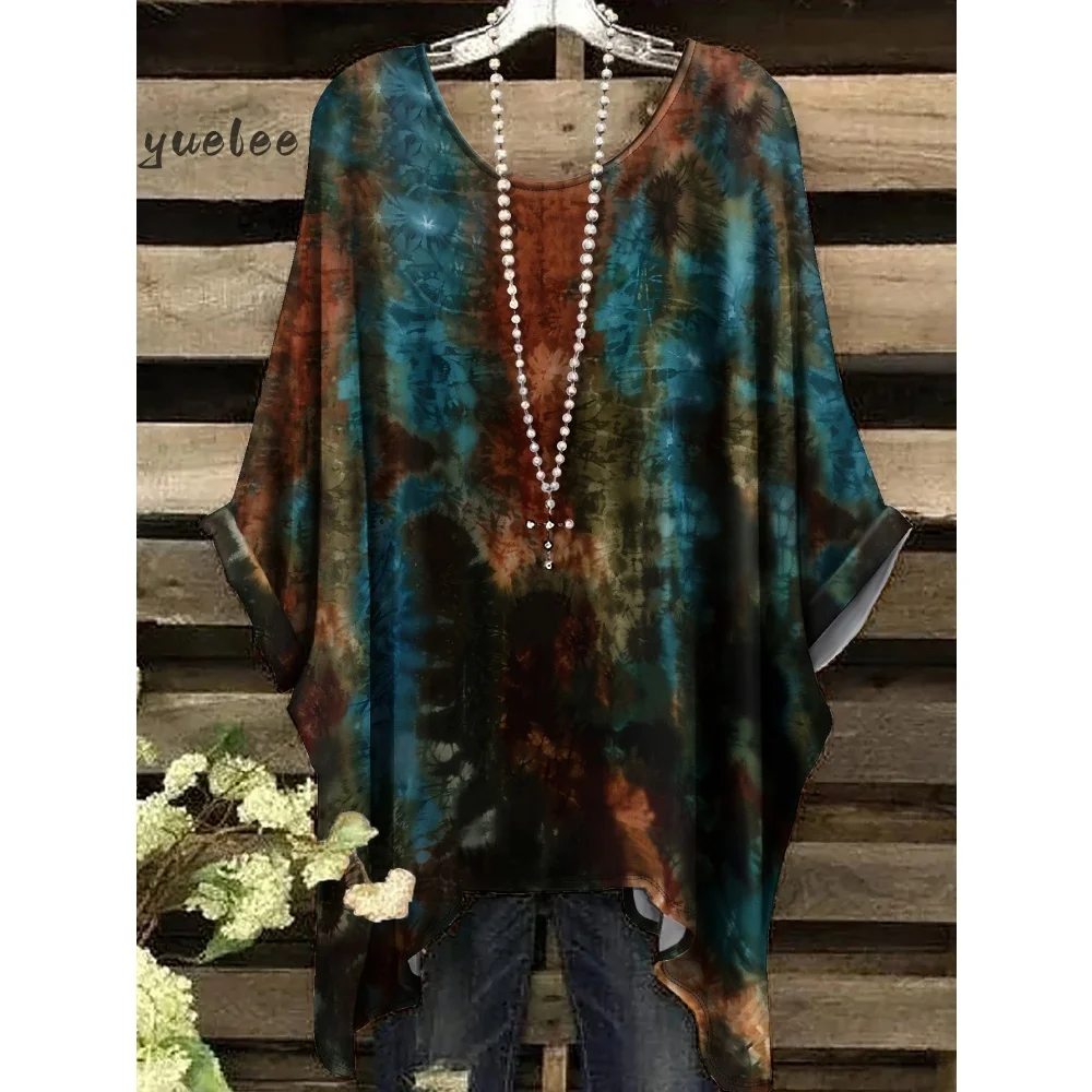Woman Clothes Bohemian Floral Tunic Plus Size Women's Bohemian Floral Print Tunic T-Shirt Short Sleeve O-Neck Casual Clothings
