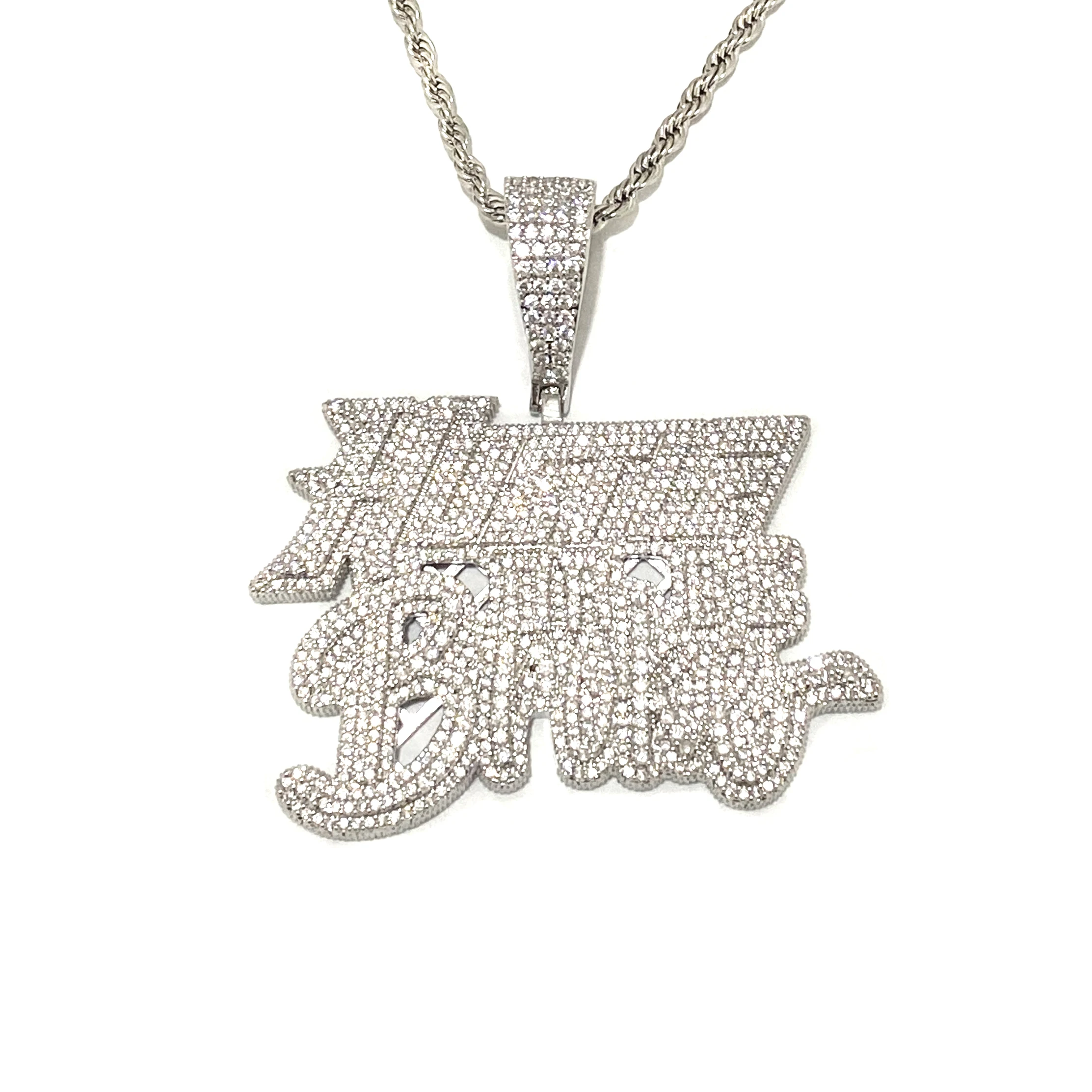 Aokaishen Iced Out Hustle Or Be Broke Necklace Pendant for Men Prong Setting Real Gold Plated Hip Hop Jewelry
