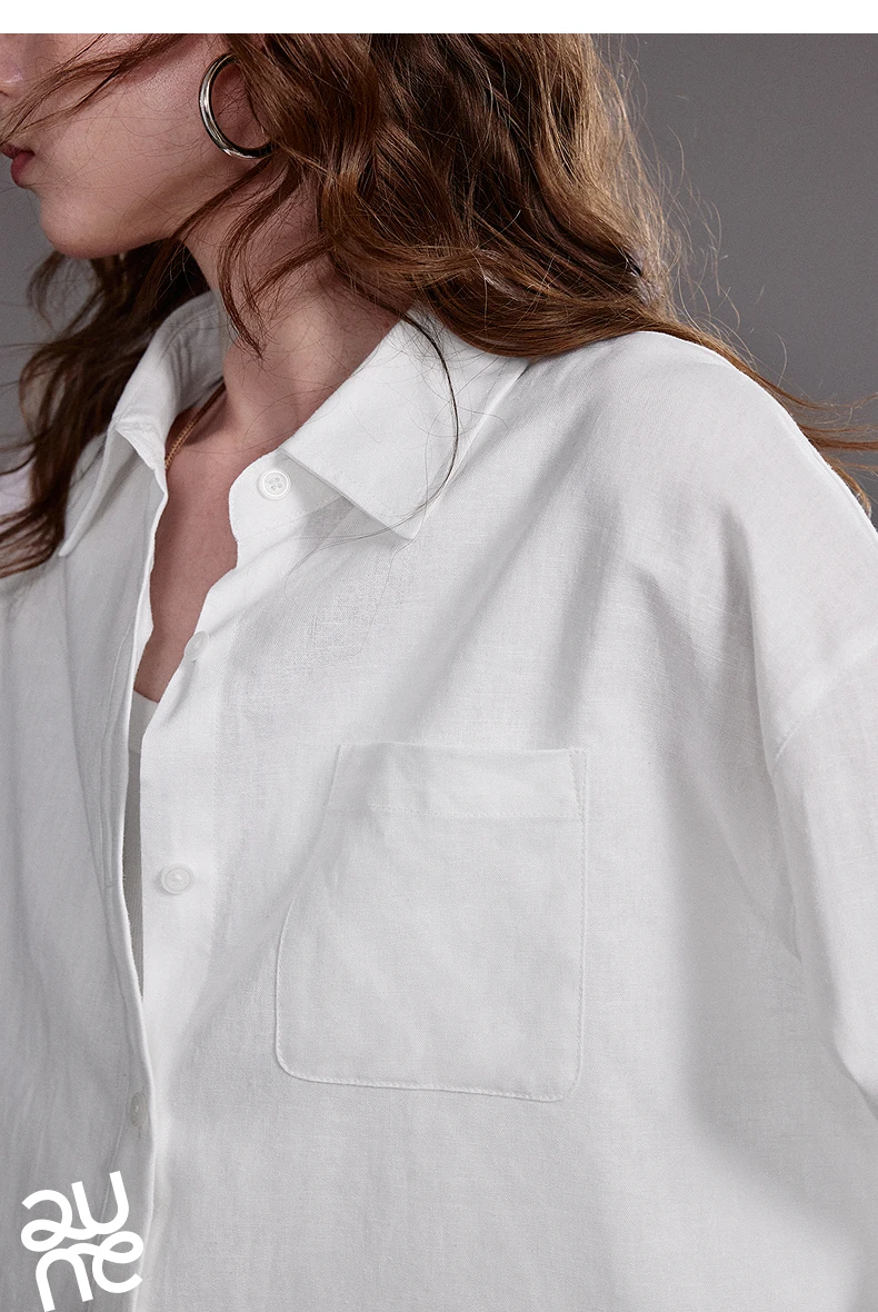 TOYOUTH Women Shirt 2026 Spring New Cotton and Linen Loose Shoulder Mid Length Lapel Shirt Cardigan Jacket