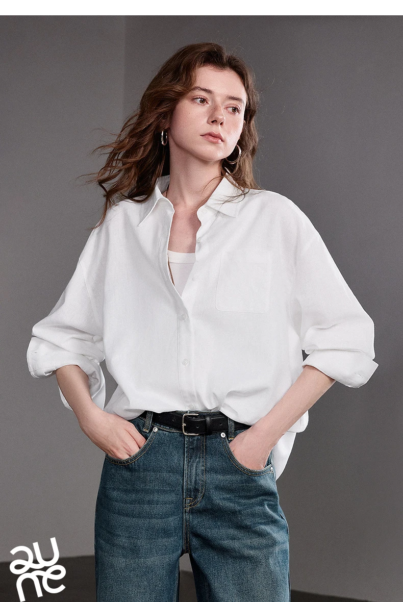 TOYOUTH Women Shirt 2026 Spring New Cotton and Linen Loose Shoulder Mid Length Lapel Shirt Cardigan Jacket