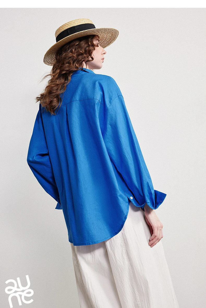 TOYOUTH Women Shirt 2026 Spring New Cotton and Linen Loose Shoulder Mid Length Lapel Shirt Cardigan Jacket