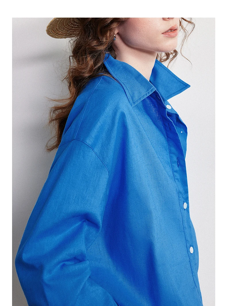 TOYOUTH Women Shirt 2026 Spring New Cotton and Linen Loose Shoulder Mid Length Lapel Shirt Cardigan Jacket
